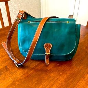 Patricia Nash Teal and Brown Crossbody Bag